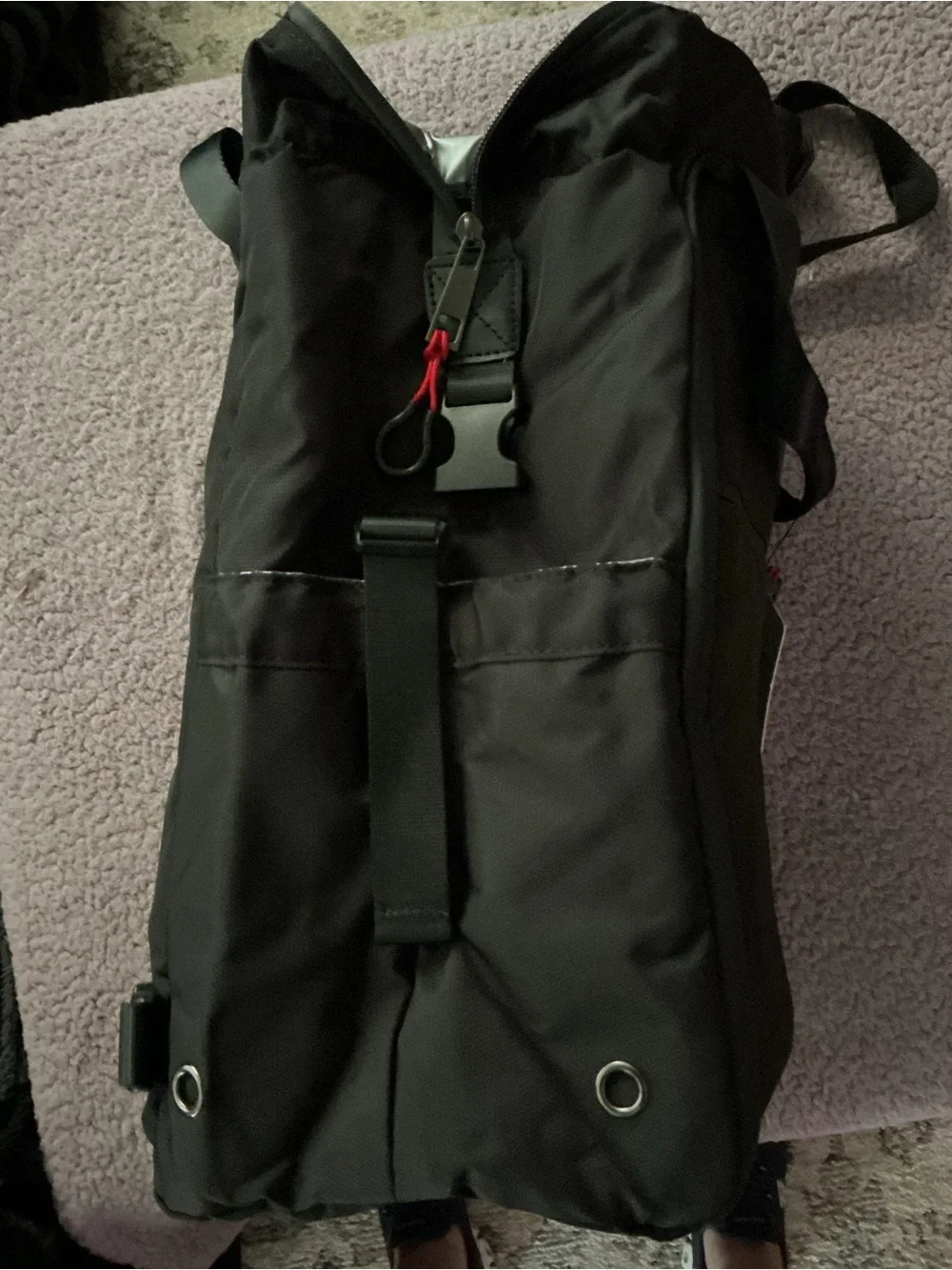Hudson Cole Insulated Black Travel Backpack with Red Trim